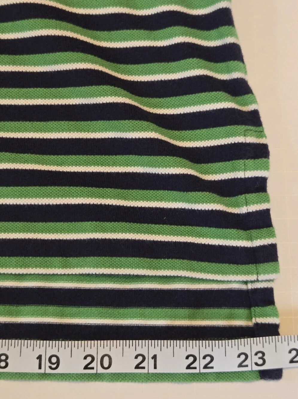 Vintage Polo Green & Navy w/ Orange Logo Striped Men's XL Polo Shirt